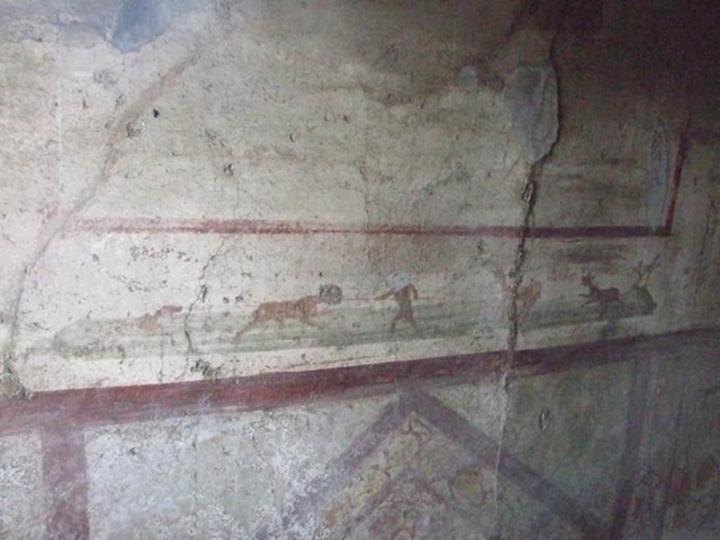 VI.10.1 Pompeii.  March 2009.  Rear room on south side.  South wall.  Painting of hunting scene.