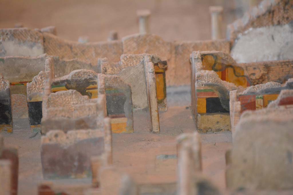 VI.11.9/10 Pompeii. July 2017. Looking south across atrium 3, of VI.11.9, towards entrance doorway, in centre.
Continuing to the right is the south-west corner of the atrium.
From cork model in Naples Archaeological Museum.
Foto Annette Haug, ERC Grant 681269 DÉCOR.