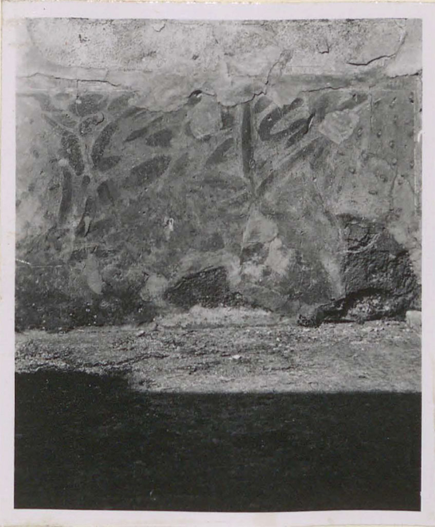VI.12.2 Pompeii.Pre-1943.
Zoccolo on west side of Tuscan atrium, on pilaster between first and second doorways.
According to Warscher, this was painted to give the impression of imitating marble.
See Warscher, T. (1946). Casa del Fauno, Swedish Institute, Rome. (p.17, n.19).