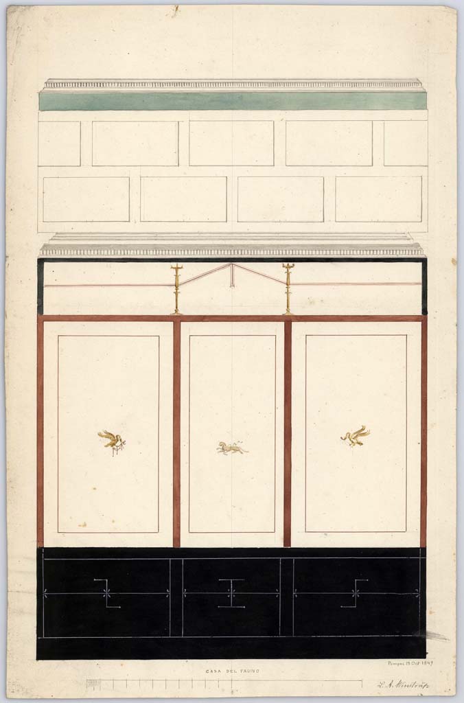 VI.12.2 Pompeii. 19th October 1849.
Painting by Laurits Albert Winstrup of wall in Cubiculum 10, destroyed by bombing in 1943.
Photo © Danmarks Kunstbibliotek, inventory number ark_6193c.