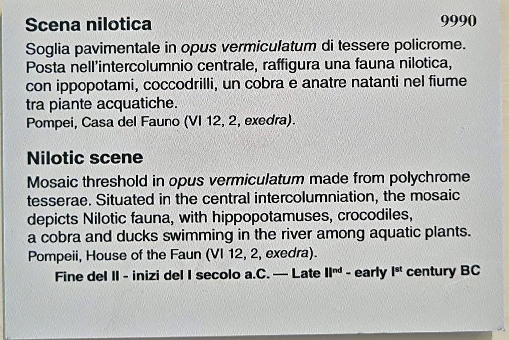 VI.12.2 Pompeii. September 2024. Information card from Naples Archaeological Museum. Photo courtesy of Giuseppe Ciaramella.