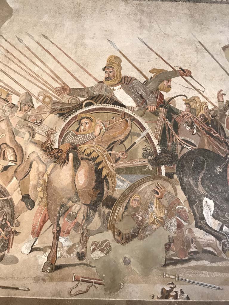 VI.12.2 Pompeii. April 2019. Detail from original Alexander mosaic found in VI.12.2 on 24th October 1831.
Now in Naples Archaeological Museum. Inventory number 10020.
Photo courtesy of Rick Bauer.