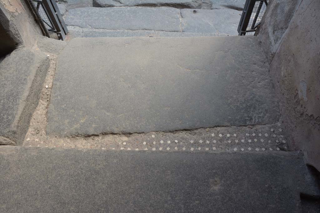 VI.15.1 Pompeii. July 2017. Detail of doorway threshold.
Foto Annette Haug, ERC Grant 681269 DÉCOR.