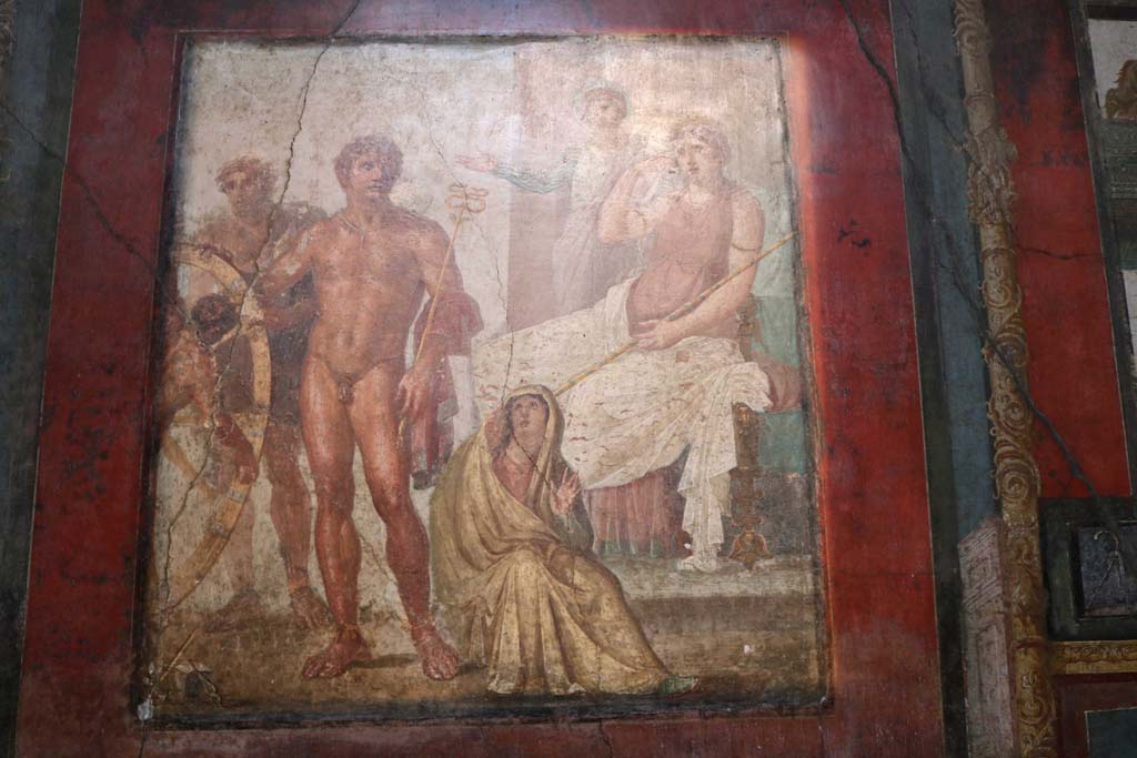 VI.15.1 Pompeii. December 2018. Central wall painting from east wall of exedra. Photo courtesy of Aude Durand.