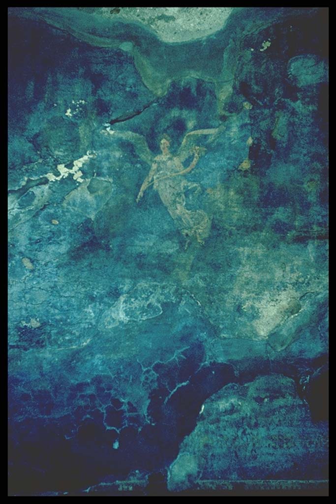 VI.15.1 Pompeii. Painting of winged figure from west wall of peristyle.
Photographed 1970-79 by Günther Einhorn, picture courtesy of his son Ralf Einhorn.