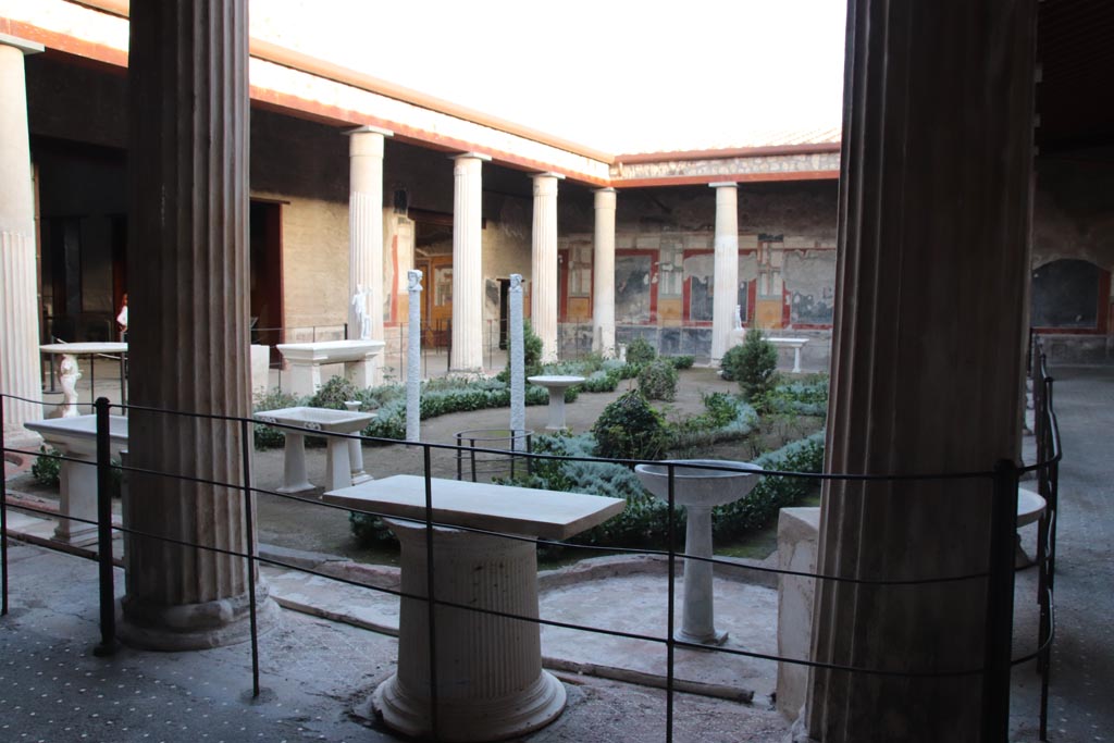 VI.15.1 Pompeii. October 2023. Looking south-east from north-west corner of peristyle. Photo courtesy of Klaus Heese.