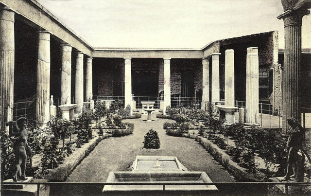 VI.15.1 Pompeii. 1949. Peristyle garden, looking north. Photo courtesy of Rick Bauer.