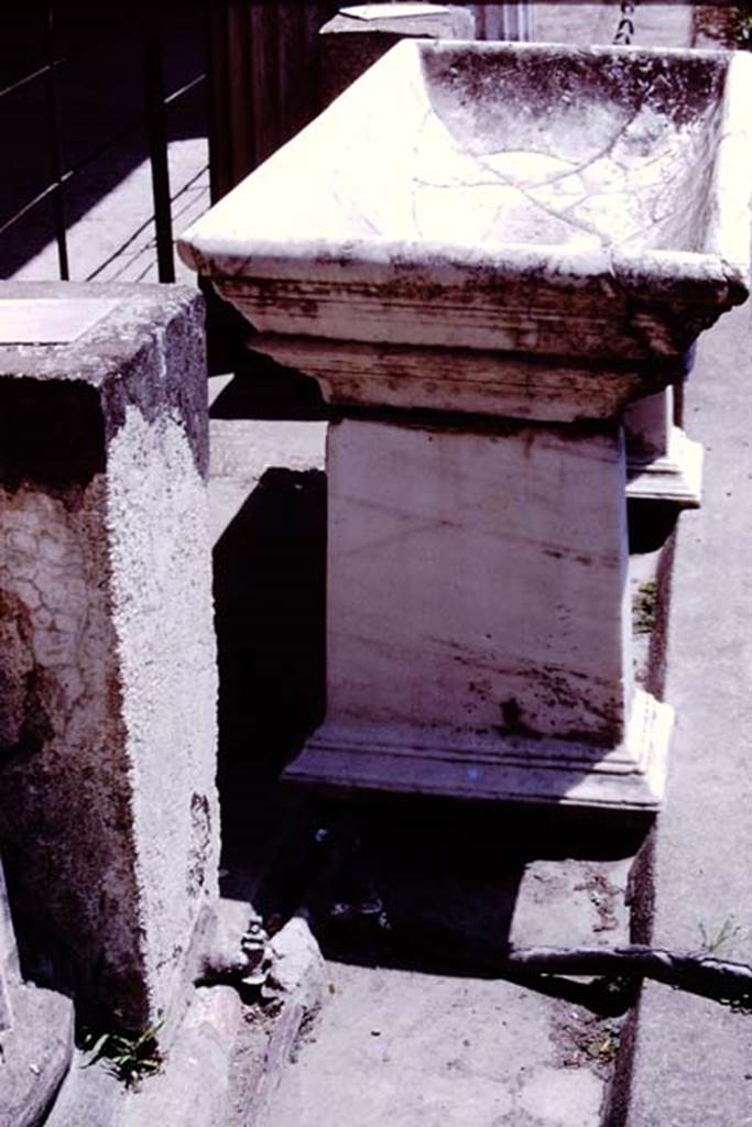 VI.15.1 Pompeii. 1977. Looking east at basin at north end. Photo by Stanley A. Jashemski.
Source: The Wilhelmina and Stanley A. Jashemski archive in the University of Maryland Library, Special Collections (See collection page) and made available under the Creative Commons Attribution-Non-Commercial License v.4. See Licence and use details.
J77f0555