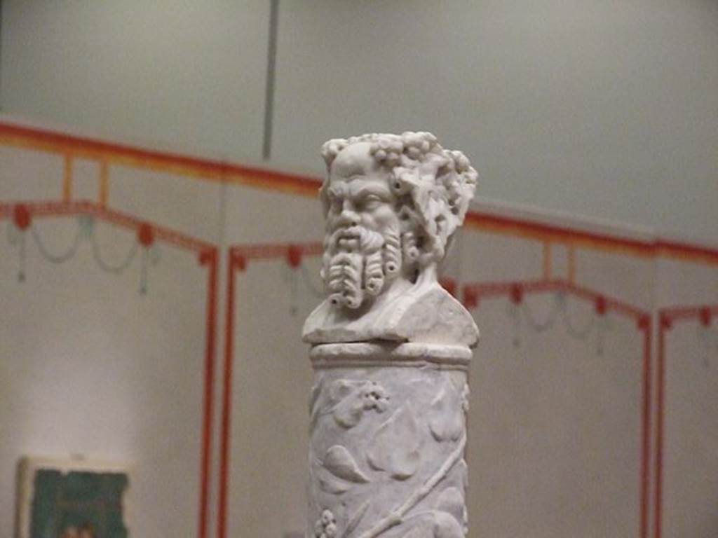 VI.15.1 Pompeii. Double bust of Silenus and a bacchante at the top of a herm. SAP 690. Photographed at “A Day in Pompeii” exhibition at Melbourne Museum. September 2009.