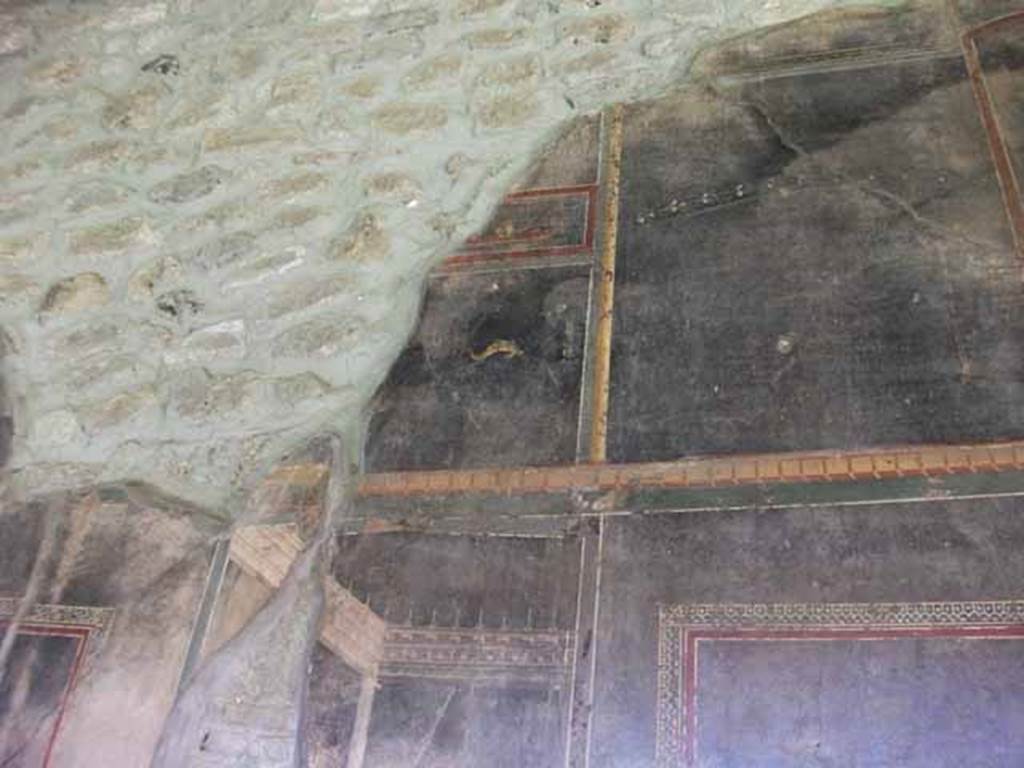 VI.16.7 Pompeii. May 2010. Room F, north portico, detail from upper wall above room L.