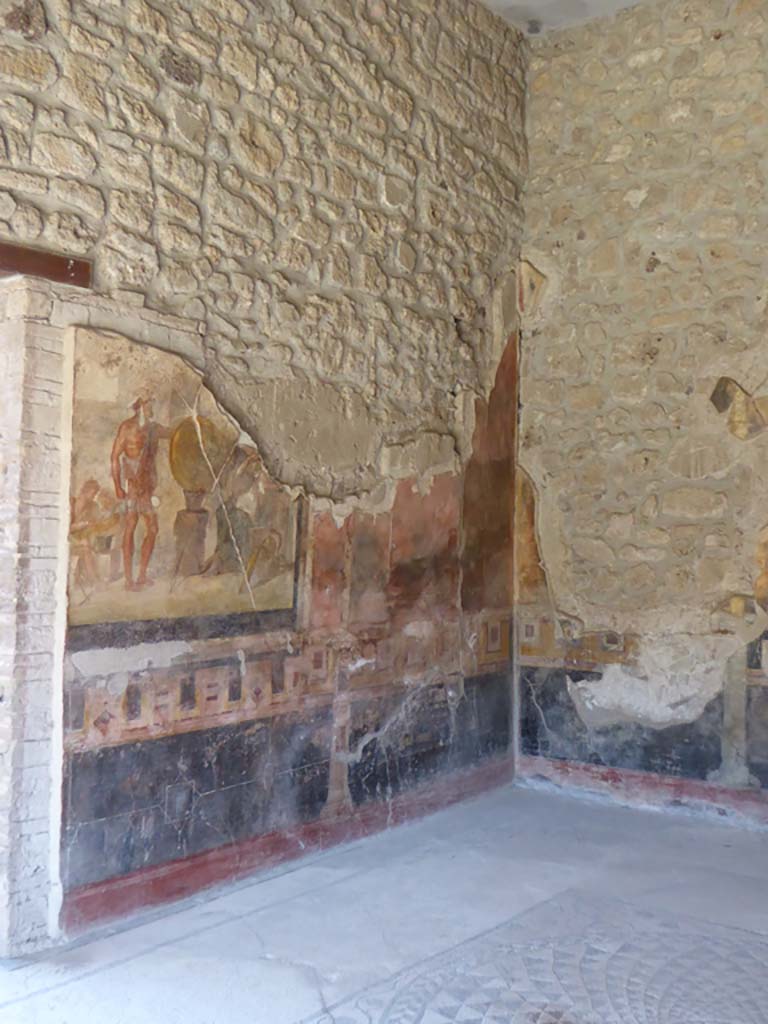 VI.16.7 Pompeii. September 2015. Exedra G, north wall in north-east corner.
Foto Annette Haug, ERC Grant 681269 DÉCOR.
