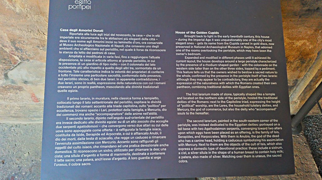 VI.16.7 Pompeii. December 2019. Descriptive notice board. Photo courtesy of Giuseppe Ciaramella.