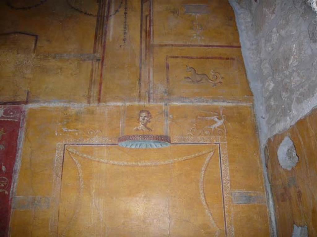 VI.16.7 Pompeii. June 2013. Room N., south end of east wall, after restoration.
Photo courtesy of Buzz Ferebee.