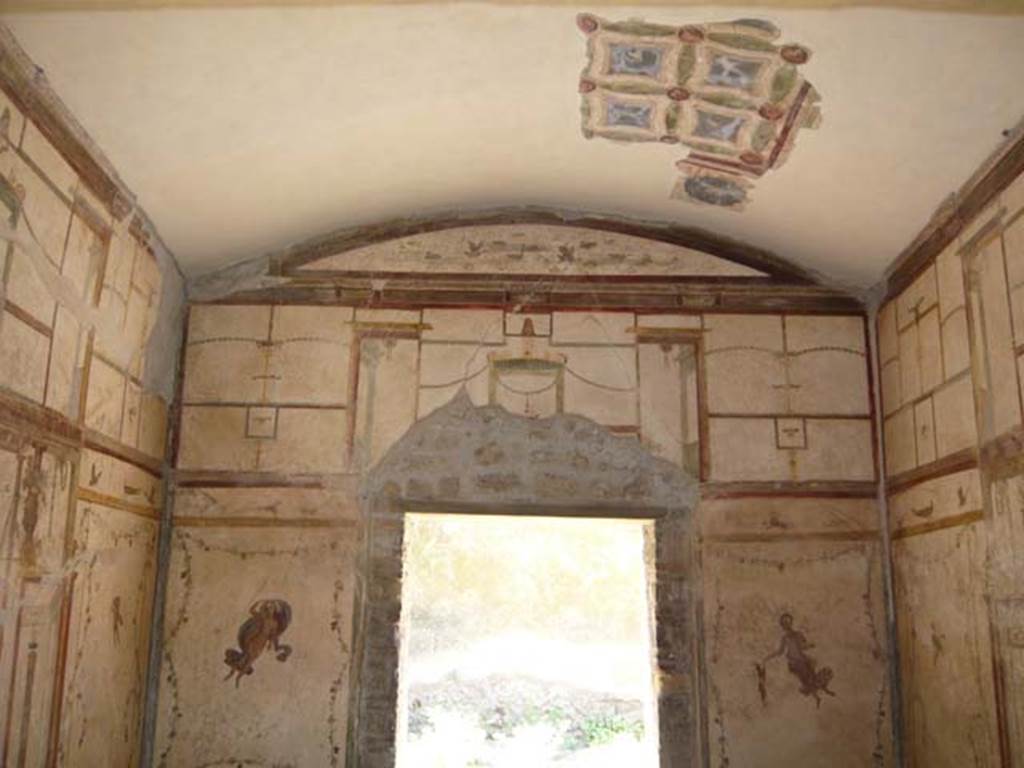 VI.16.7 Pompeii. June 2013. Room Q, west wall after restoration.
Photo courtesy of Buzz Ferebee.