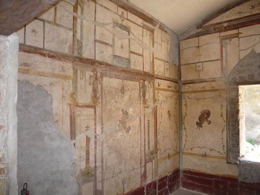 VI.16.7 Pompeii. June 2013. Room Q, south wall after restoration.
Photo courtesy of Buzz Ferebee.