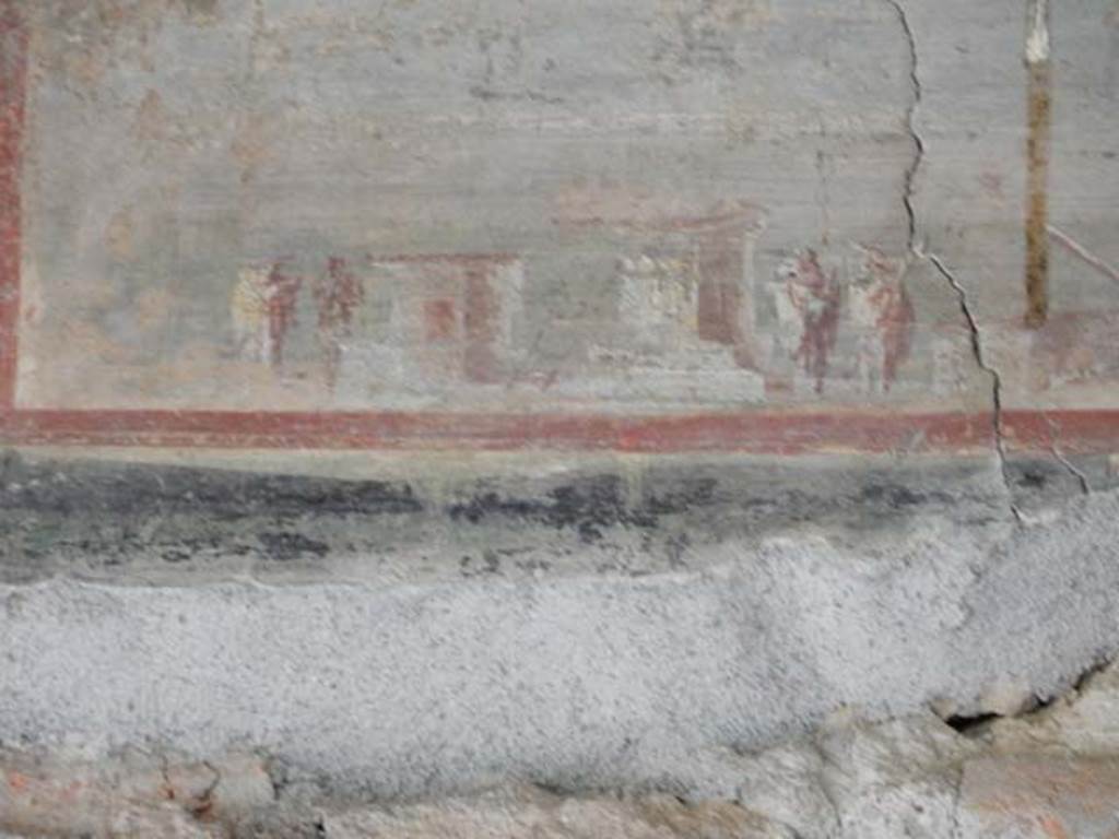 VI.16.7 Pompeii. May 2016.
Room F, lower part of painting on west wall of west portico above doorway to room R. Photo courtesy of Buzz Ferebee.