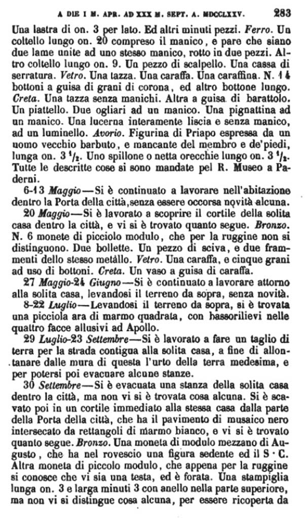 Copy of Pompeianarum Antiquitatum Historia 1, I, Page 283, April – September 1775