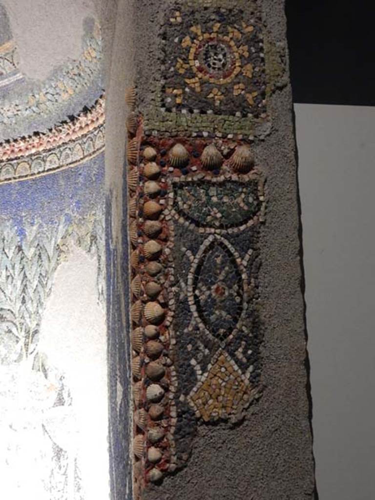 VI.17.42, Pompeii, May 2018. Right, front side of reconstruction of nymphaeum.
Photo courtesy of Buzz Ferebee.