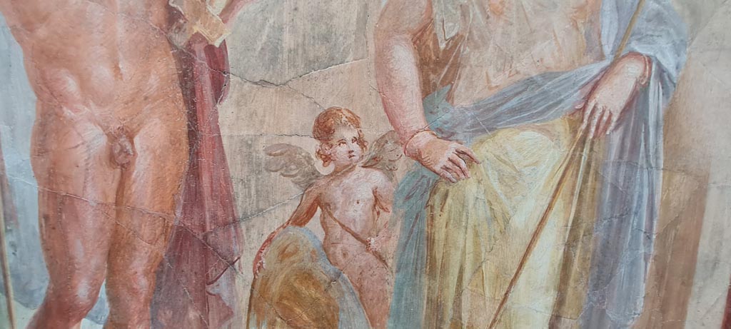 VI.17.42 Pompeii. April 2022.
Triclinium 20, south wall, with detail from central wall painting depicting the wedding of Alexander the Great and Roxanne.
On display in Antiquarium at VIII.1.04. Photo courtesy of Giuseppe Ciaramella.