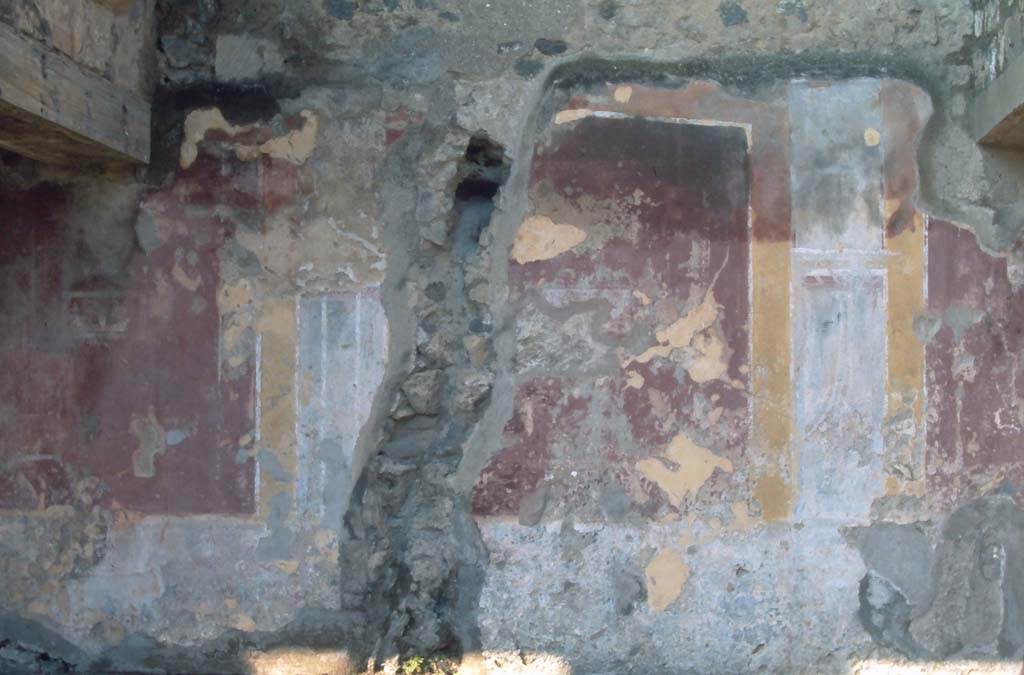 VII.1.8 Pompeii. 4th December 1971. Detail of decoration on north wall of portico B.
Photo courtesy of Rick Bauer, from Dr George Fay’s slides collection.