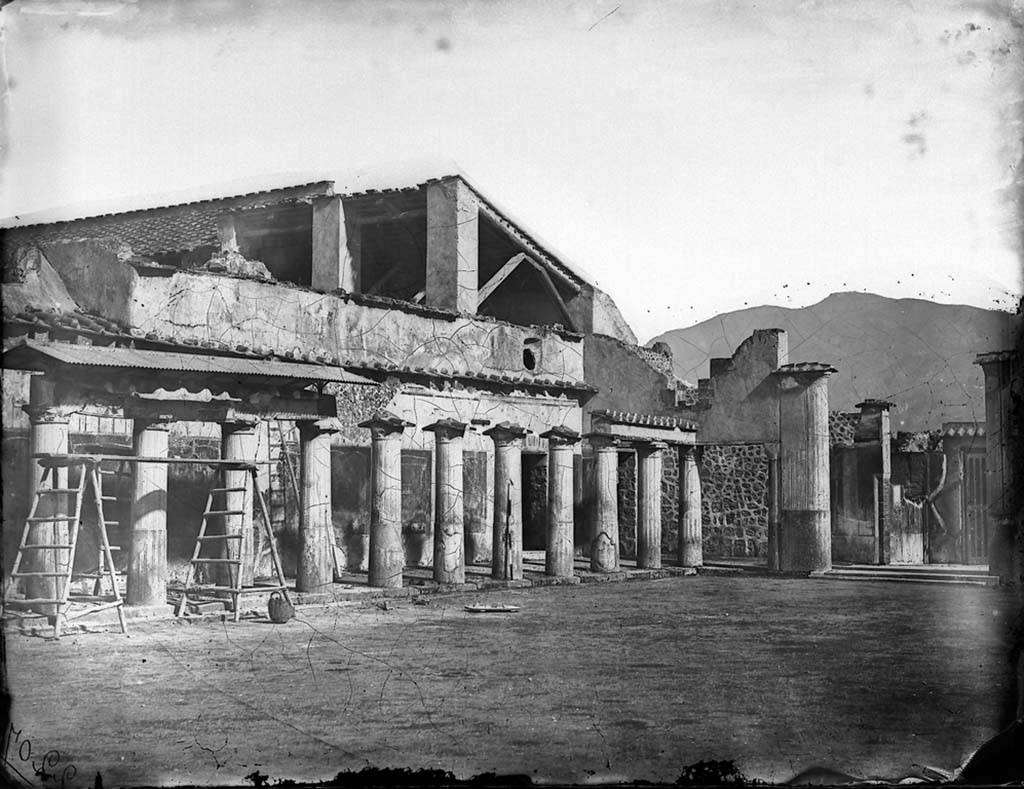 VII.1.8 Pompeii. c.1871. Looking south-east across palaestra and portico.
Photo by J. H. Parker, © American Academy in Rome. Parker.2207.Italia.