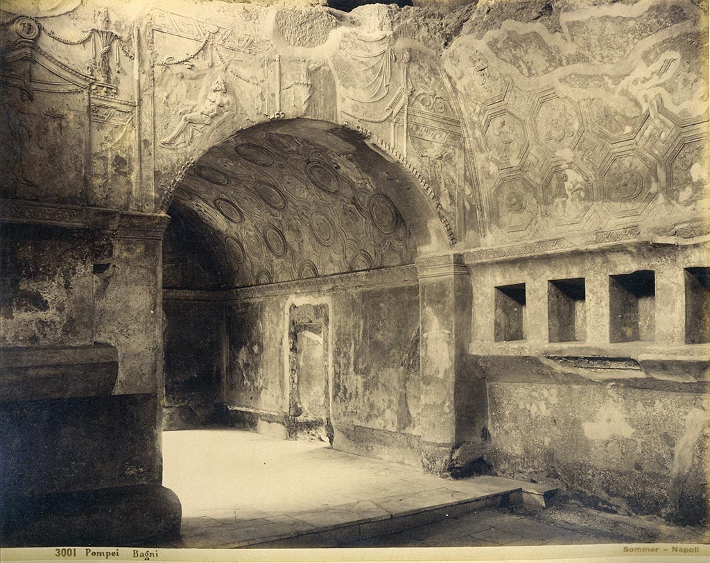 VII.1.8 Pompeii. Undated photograph by Sommer, numbered 3001.
Looking towards Men’s vestibule 1 from west end of changing room 2. Photo courtesy of Rick Bauer.