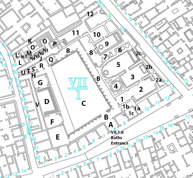 VII.1.8 Pompeii. Terme Stabiane or Stabian Baths
Plan