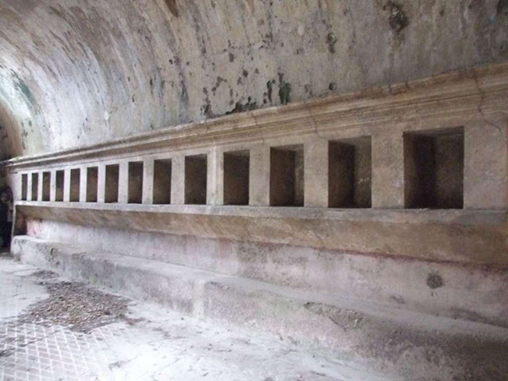 VII.1.8 Pompeii. December 2007. Niches for clothing on north side of women’s changing room 11.