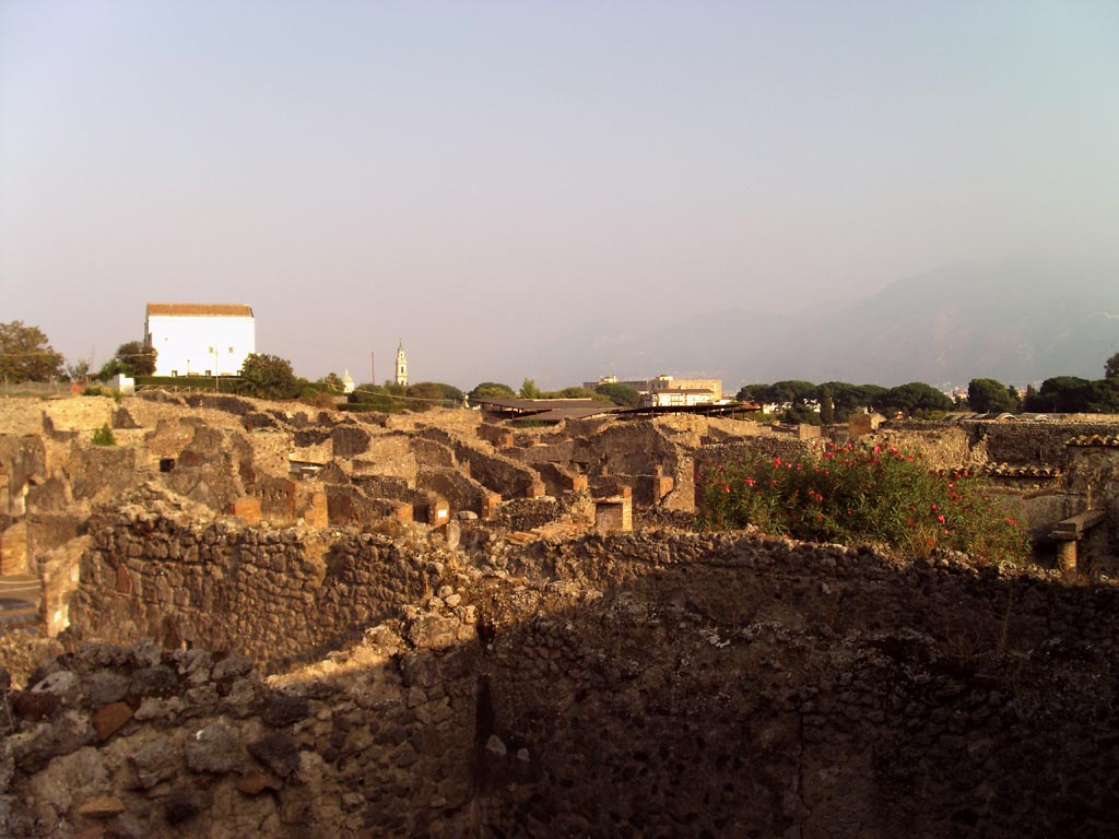 VII.1.36 Pompeii. August 2008. Looking south-east, an entrance onto Via Stabiana at VII.1.28, can be seen on the left.
Photo courtesy of Jared Benton.