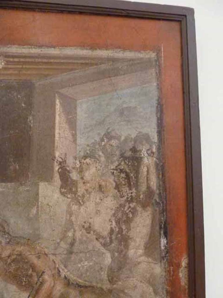 VII.2.16 Pompeii. Room 17, detail from painting on west wall of exedra.  
Guests at the wedding.
