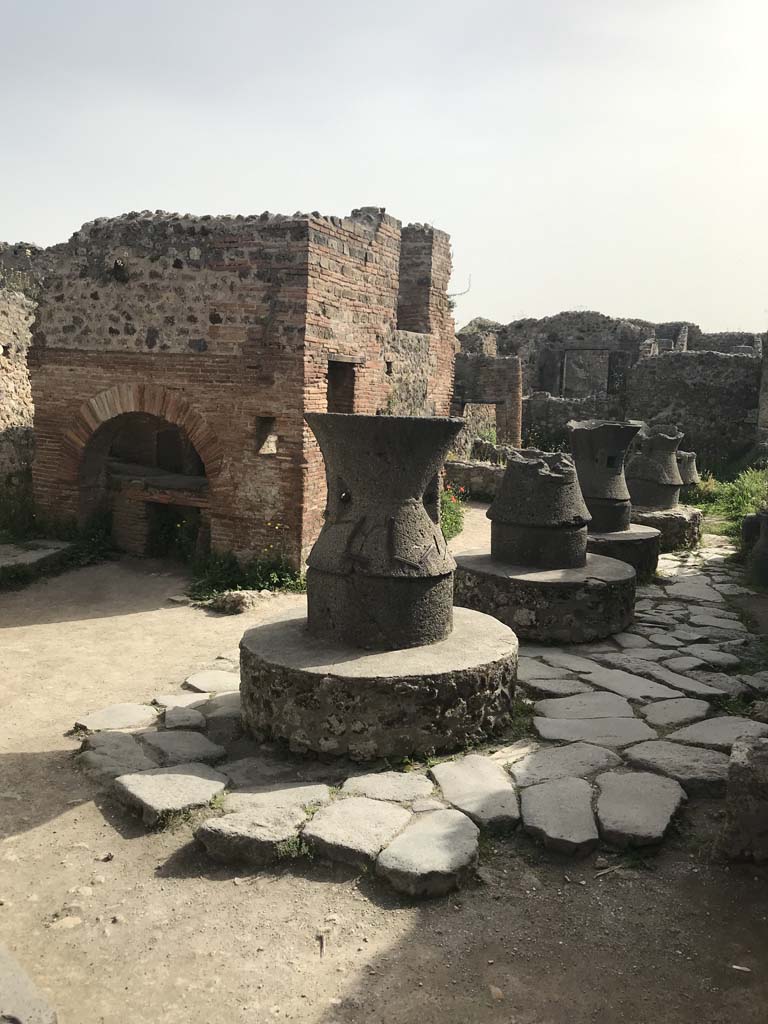 VII.2.22 Pompeii. April 2019. Looking east towards oven and mills.
Photo courtesy of Rick Bauer.