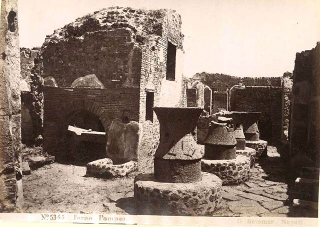 VII.2.22 Pompeii. 1870s photo by Sommer. Looking across bakery. Photo courtesy of Rick Bauer.