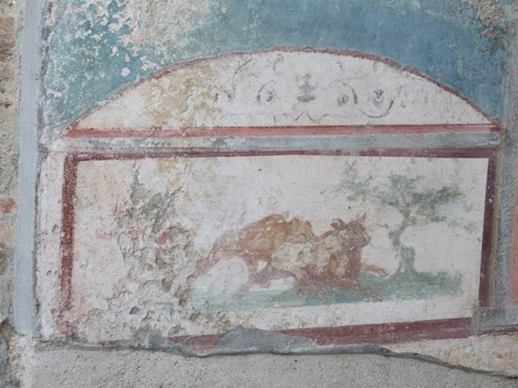 VII.4.48 Pompeii. December 2007. Room 11. Detail from East wall of Tablinum
