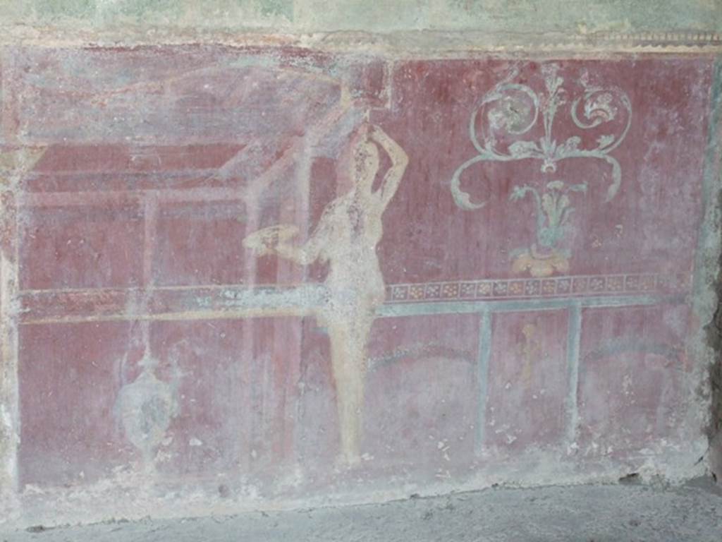 VII.4.48 Pompeii. December 2007. Room 13. Detail of wall painting in Ala.