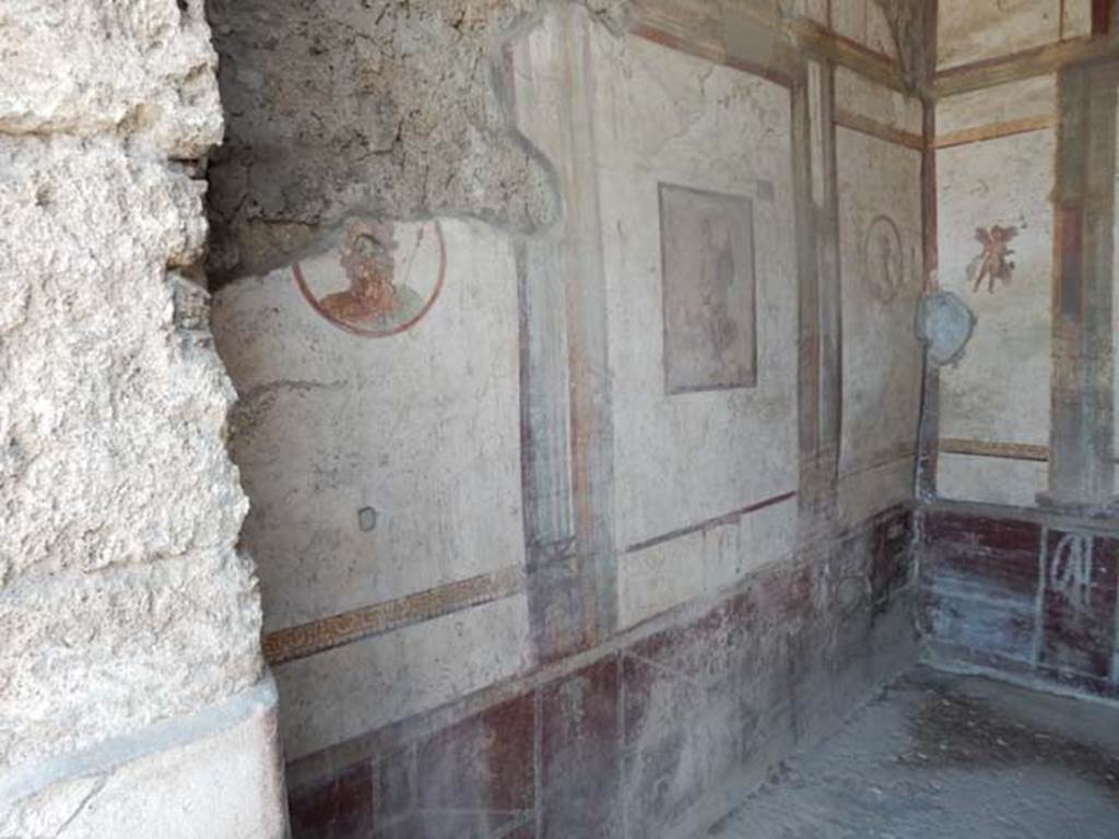 VII.4.48 Pompeii. May 2015. Room 14, looking towards south wall of cubiculum.
Photo courtesy of Buzz Ferebee.