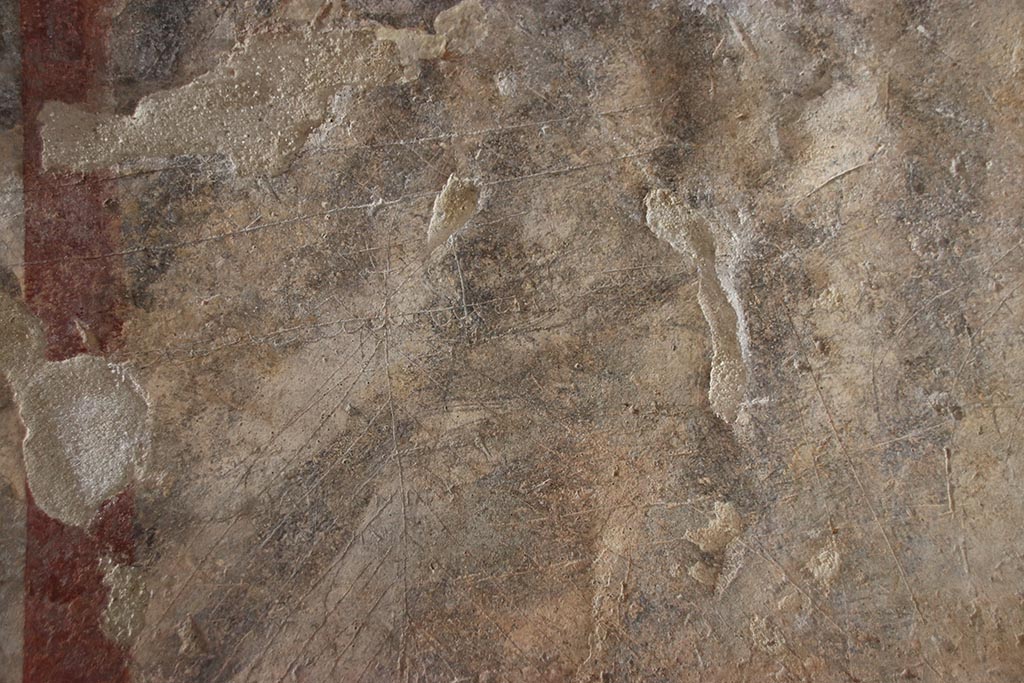 VII.5.8 Pompeii. October 2024. Corridor 45, detail of ship graffiti. Photo courtesy of Klaus Heese.