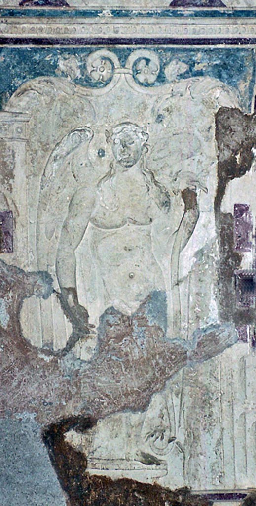 VII.5.24 Pompeii. October 2001.
Detail of ceiling plaster stucco in south-east corner of tepidarium.
Photo courtesy of Peter Woods.