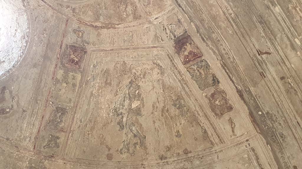 VII.5.24 Pompeii. August 2021. Caldarium (39), detail of stucco on west side of basin alcove.
Foto Annette Haug, ERC Grant 681269 DÉCOR.