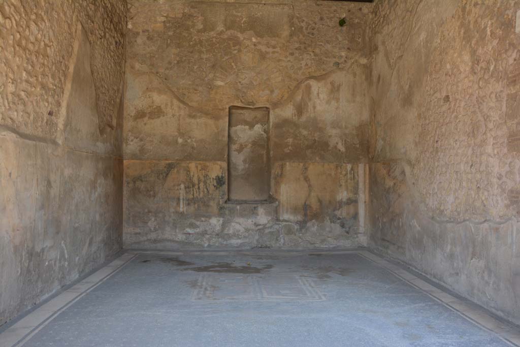 VII.7.5 Pompeii. September 2019. Triclinium (q), looking towards north wall with high niche.
Foto Annette Haug, ERC Grant 681269 DÉCOR.
