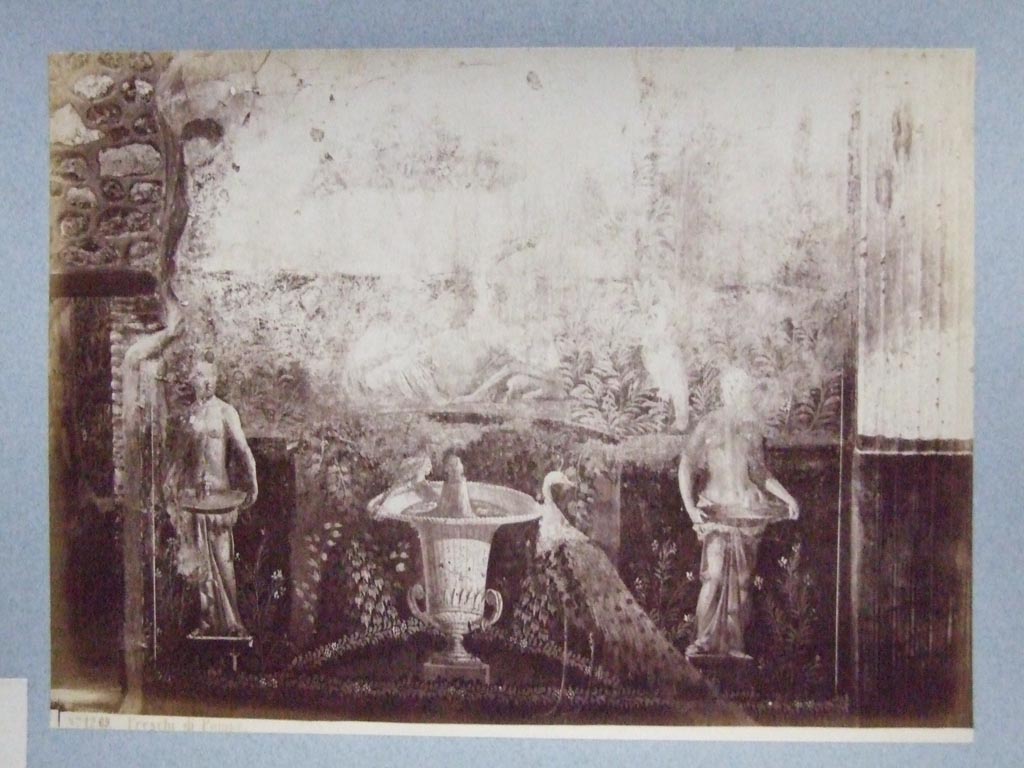 VII.7.10 Pompeii. Old undated 19th century photograph number 1269 showing west wall before the 1943 bombing.
Courtesy of Society of Antiquaries. Fox Collection.