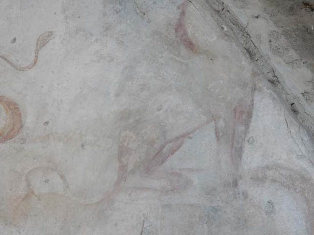 VII.7.10 Pompeii. May 2018. Peristyle, detail from upper north wall. Photo courtesy of Buzz Ferebee.