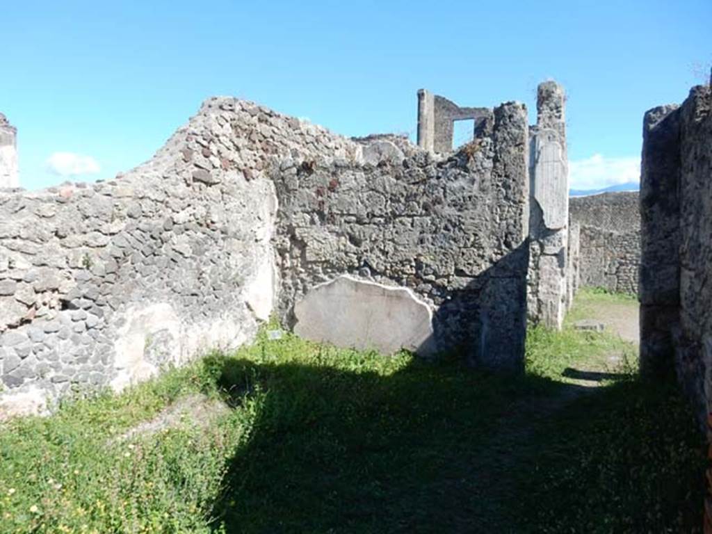 VII.7.10 Pompeii. May 2018.
Room, (n), oecus on east side of tablinum, looking towards south-east corner, and doorway to atrium in south wall.
Photo courtesy of Buzz Ferebee.