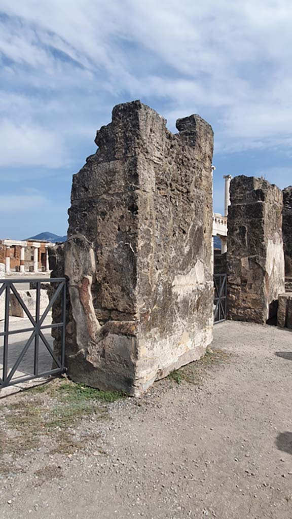 VII.7.32 Pompeii. August 2021.
Looking towards south sides of east walls between entrances from interior of Temple.
Foto Annette Haug, ERC Grant 681269 DÉCOR.