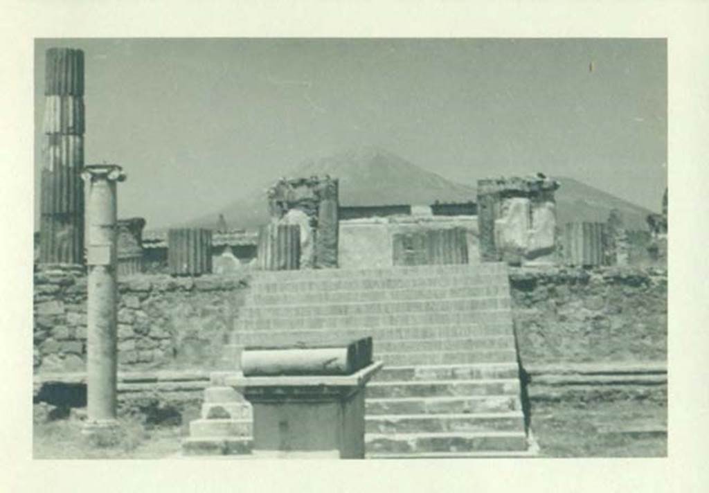 VII.7.32 Pompeii. 1944. Looking north across altar towards temple podium. Photo courtesy of Rick Bauer.