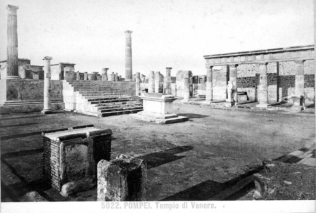VII.7.32 Pompeii. C.1875 photo by Giacomo Brogi number 5022. Looking north-east across Temple towards altar and podium.
Photo courtesy of Rick Bauer.