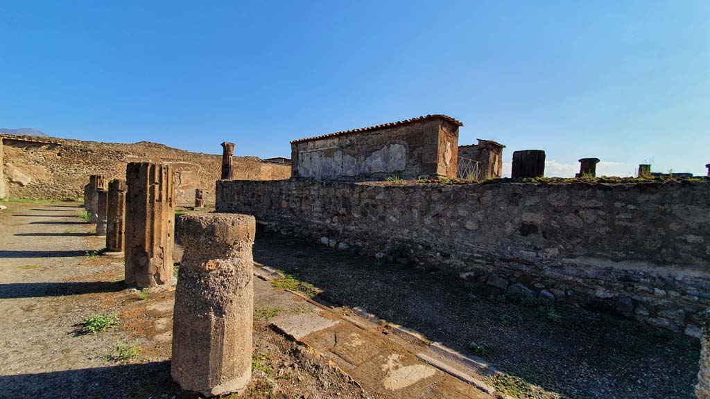VII.7.32 Pompeii. July 2021. Looking east towards west side of podium and cella, from west portico.
Foto Annette Haug, ERC Grant 681269 DÉCOR.