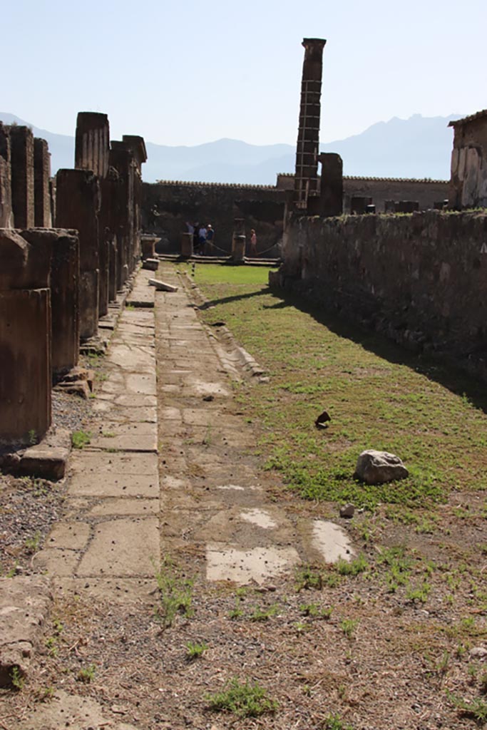 VII.7.32 Pompeii. October 2023.
Looking south along east side of portico colonnade. Photo courtesy of Klaus Heese.