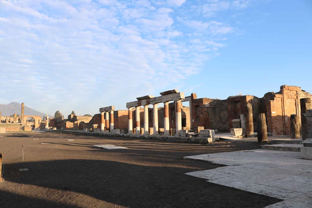 VII.8 Pompeii Forum. December 2018. Looking north-east towards east side. Photo courtesy of Aude Durand.