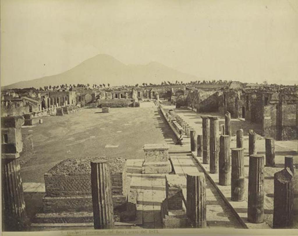 VII.8 Pompeii Forum. Mid 1890’s photo, Edizione Esposito number 007. Looking north along the east side. Photo courtesy of Rick Bauer.