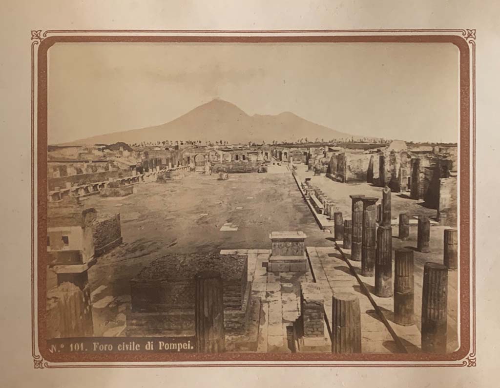 VII.8 Pompeii Forum. Photo numbered 101 from an album by Roberto Rive, dated 1868.
Looking north from south-east corner of Forum. Photo courtesy of Rick Bauer.